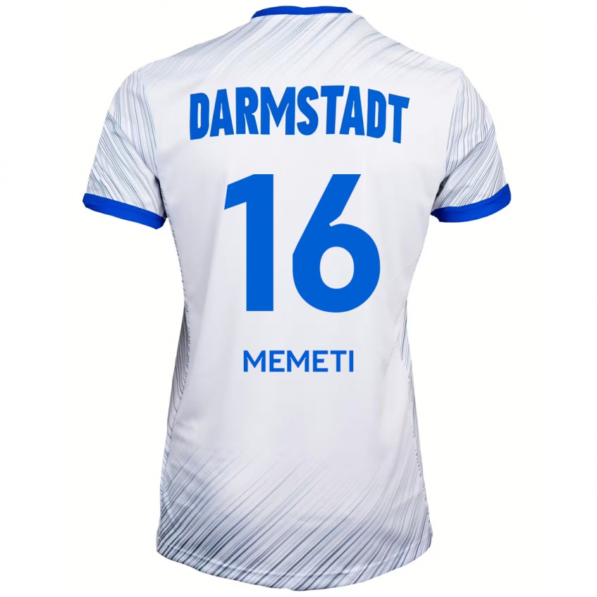 Uomo Maglia Dilon Memeti #16 Bianco Blu Kit Gara Away 2024/25 Maglietta