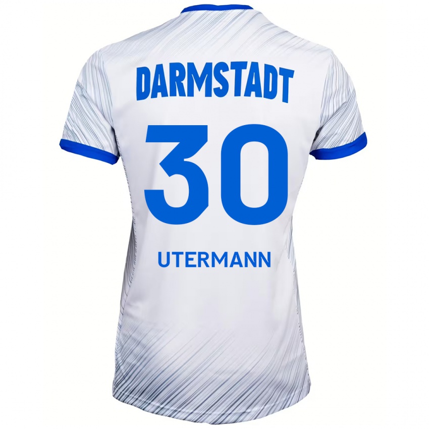 Uomo Maglia Anton Utermann #30 Bianco Blu Kit Gara Away 2024/25 Maglietta