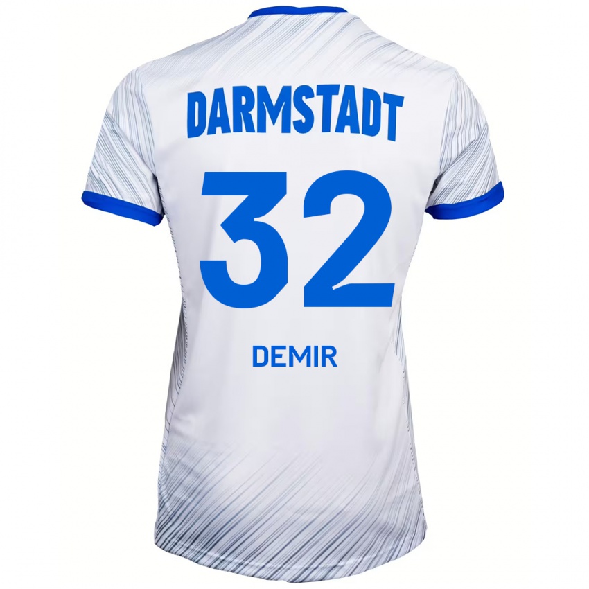 Uomo Maglia Lean Demir #32 Bianco Blu Kit Gara Away 2024/25 Maglietta