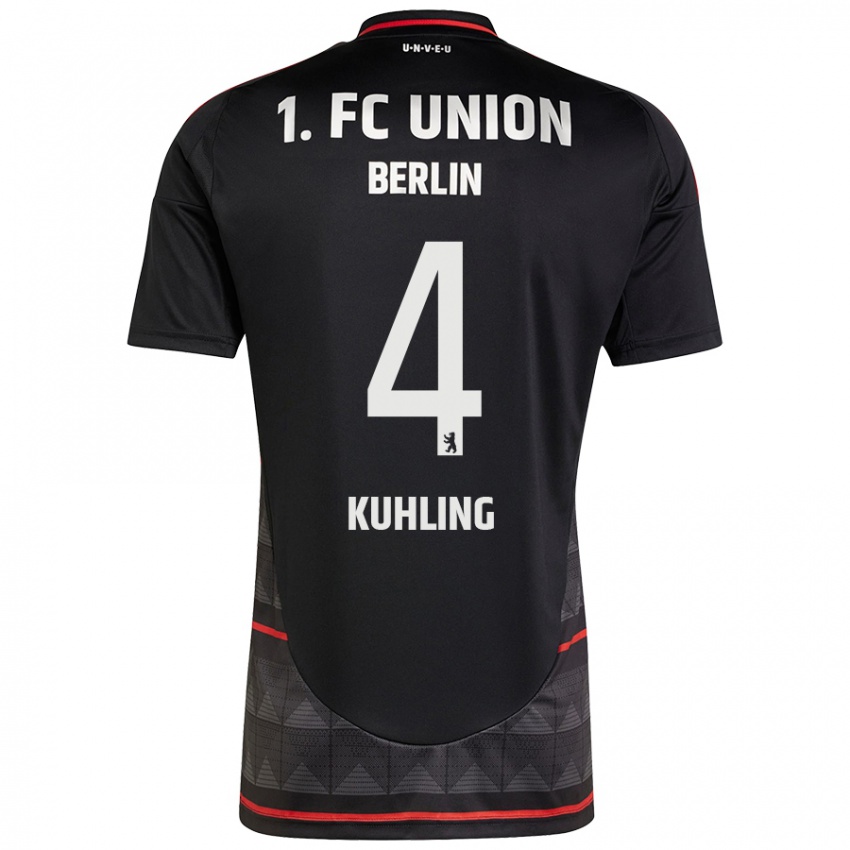 Uomo Maglia Ole Kühling #4 Nero Kit Gara Away 2024/25 Maglietta