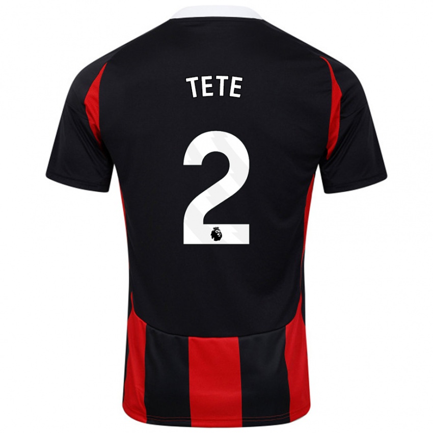 Uomo Maglia Kenny Tete #2 Nero Rosso Kit Gara Away 2024/25 Maglietta