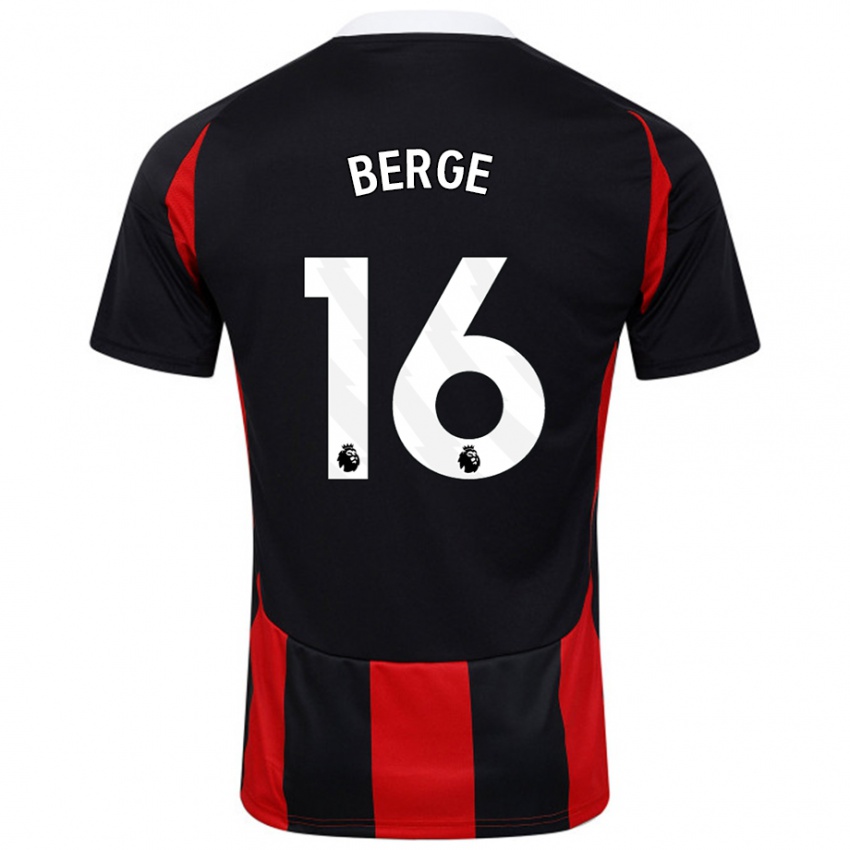 Uomo Maglia Sander Berge #16 Nero Rosso Kit Gara Away 2024/25 Maglietta