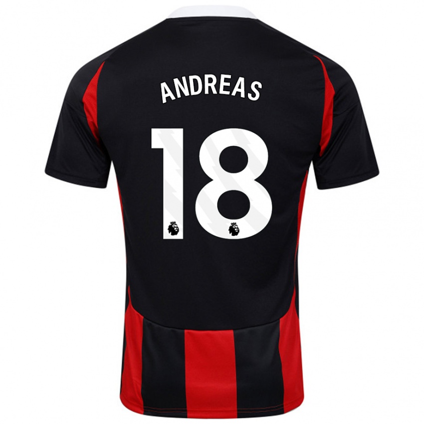 Uomo Maglia Andreas Pereira #18 Nero Rosso Kit Gara Away 2024/25 Maglietta