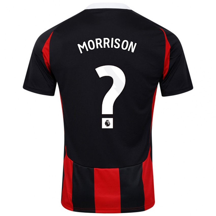 Uomo Maglia Kymarley Morrison #0 Nero Rosso Kit Gara Away 2024/25 Maglietta