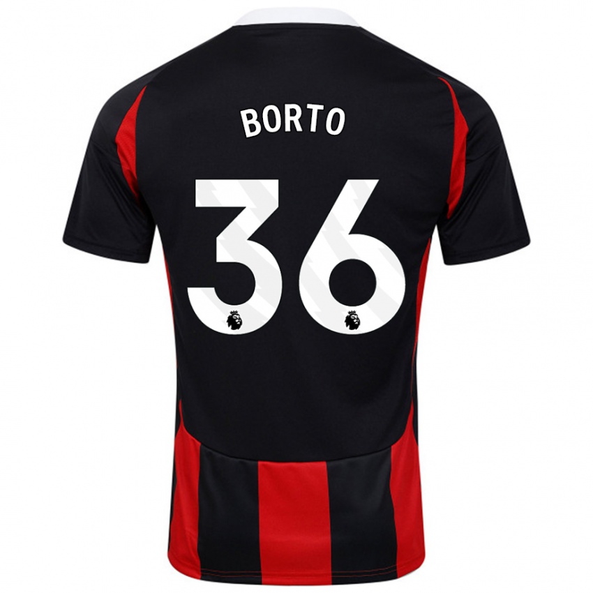 Uomo Maglia Alex Borto #36 Nero Rosso Kit Gara Away 2024/25 Maglietta