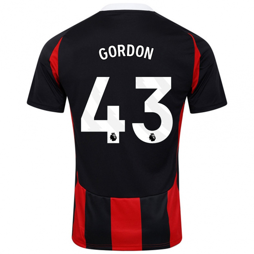 Uomo Maglia Lemar Gordon #43 Nero Rosso Kit Gara Away 2024/25 Maglietta