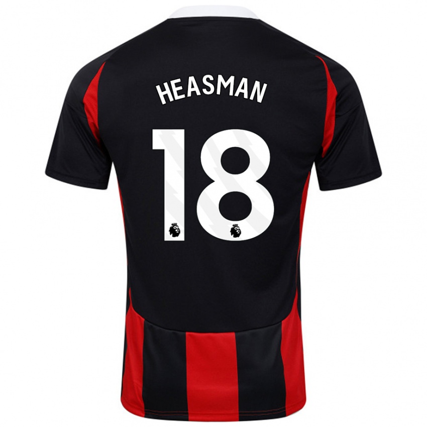 Uomo Maglia Georgia Heasman #18 Nero Rosso Kit Gara Away 2024/25 Maglietta