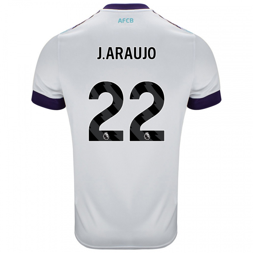 Uomo Maglia Julián Araujo #28 Bianco Verde Viola Kit Gara Away 2024/25 Maglietta