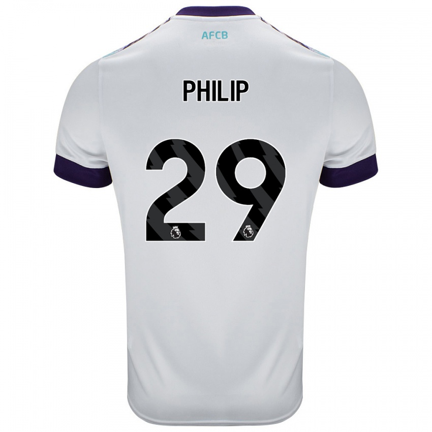 Uomo Maglia Philip Billing #29 Bianco Verde Viola Kit Gara Away 2024/25 Maglietta