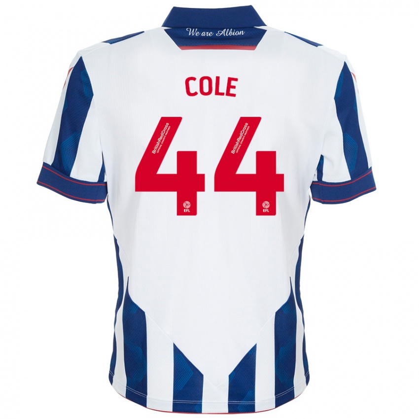 Donna Maglia Devante Cole #44 Bianco Blu Scuro Kit Gara Home 2024/25 Maglietta