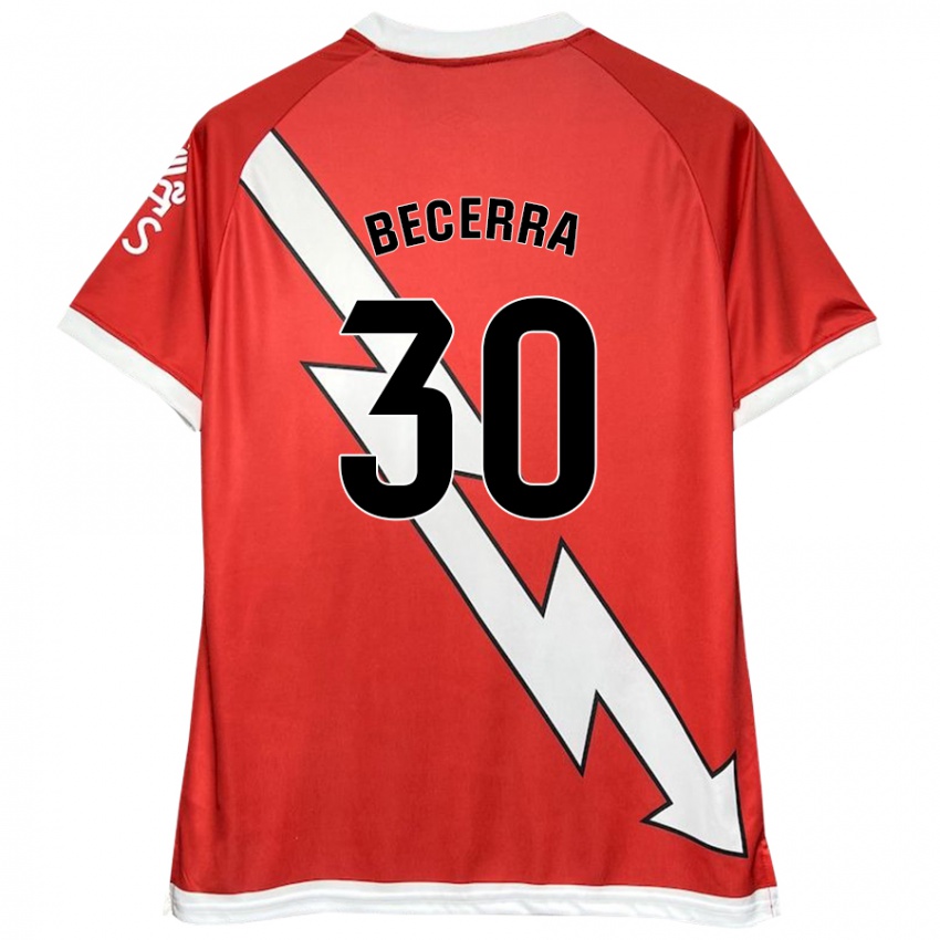 Donna Maglia Samuel Becerra #30 Bianco Rosso Kit Gara Home 2024/25 Maglietta