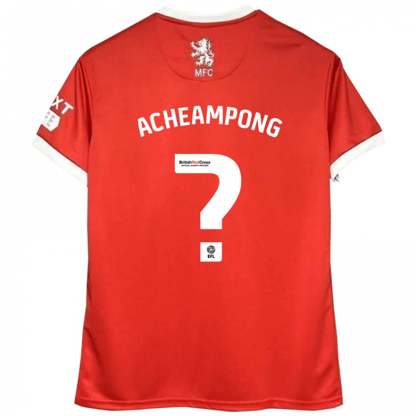 Donna Maglia Prince Acheampong #0 Rosso Bianco Kit Gara Home 2024/25 Maglietta