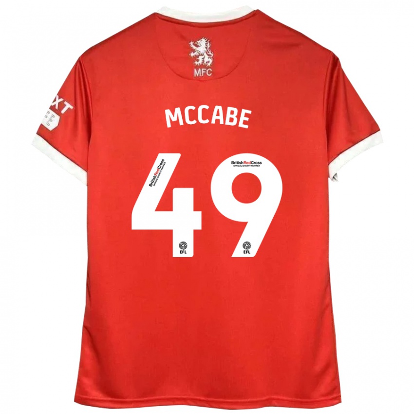 Donna Maglia Law Mccabe #49 Rosso Bianco Kit Gara Home 2024/25 Maglietta