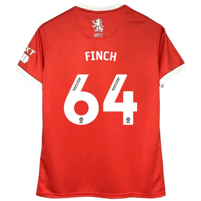 Donna Maglia Sonny Finch #64 Rosso Bianco Kit Gara Home 2024/25 Maglietta