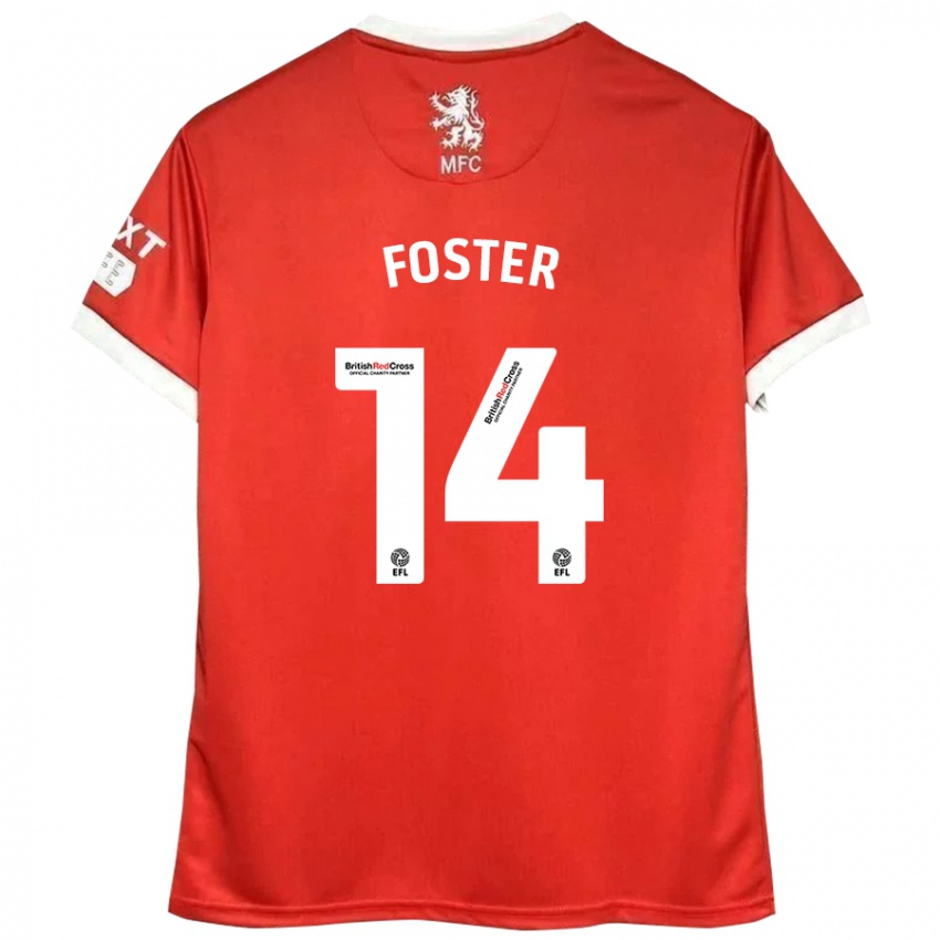 Donna Maglia Emma Foster #14 Rosso Bianco Kit Gara Home 2024/25 Maglietta