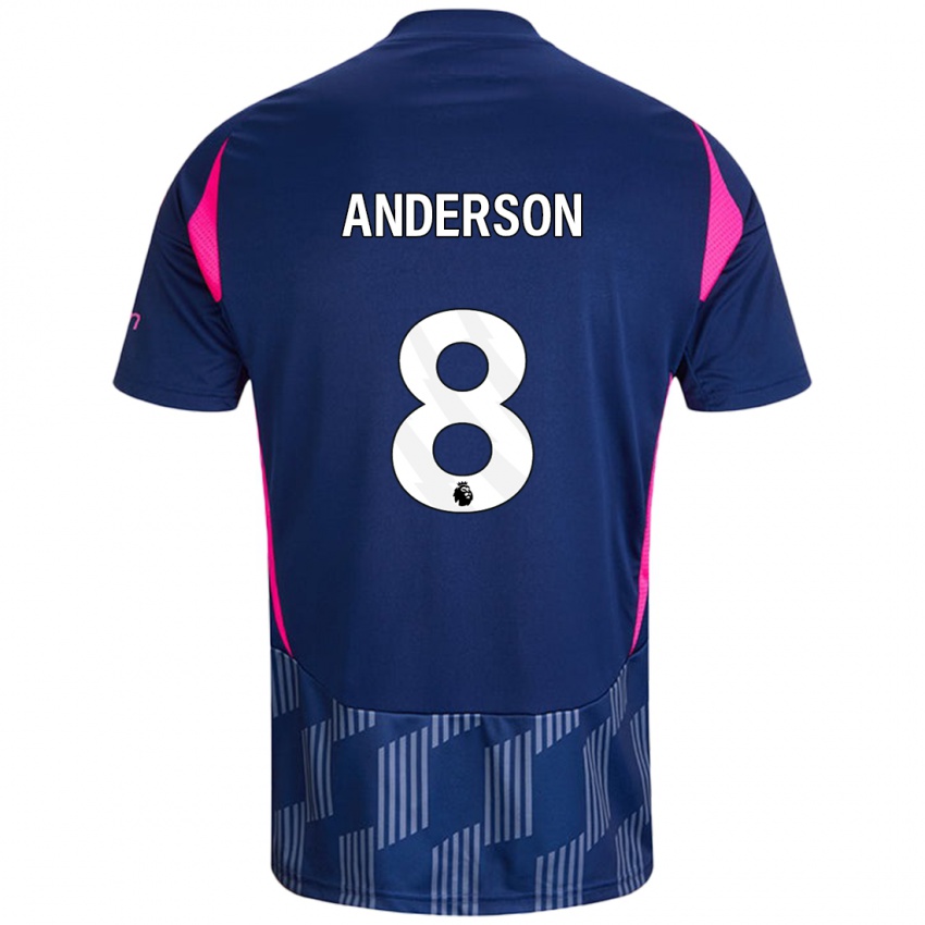 Donna Maglia Elliot Anderson #8 Blu Royal Rosa Kit Gara Away 2024/25 Maglietta