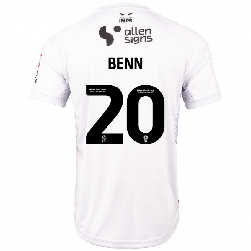 Donna Maglia Jay Benn #20 Rosso Bianco Kit Gara Away 2024/25 Maglietta