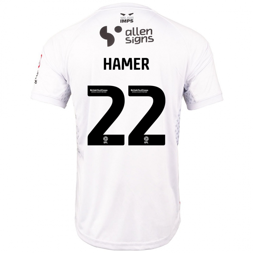 Donna Maglia Tom Hamer #22 Rosso Bianco Kit Gara Away 2024/25 Maglietta