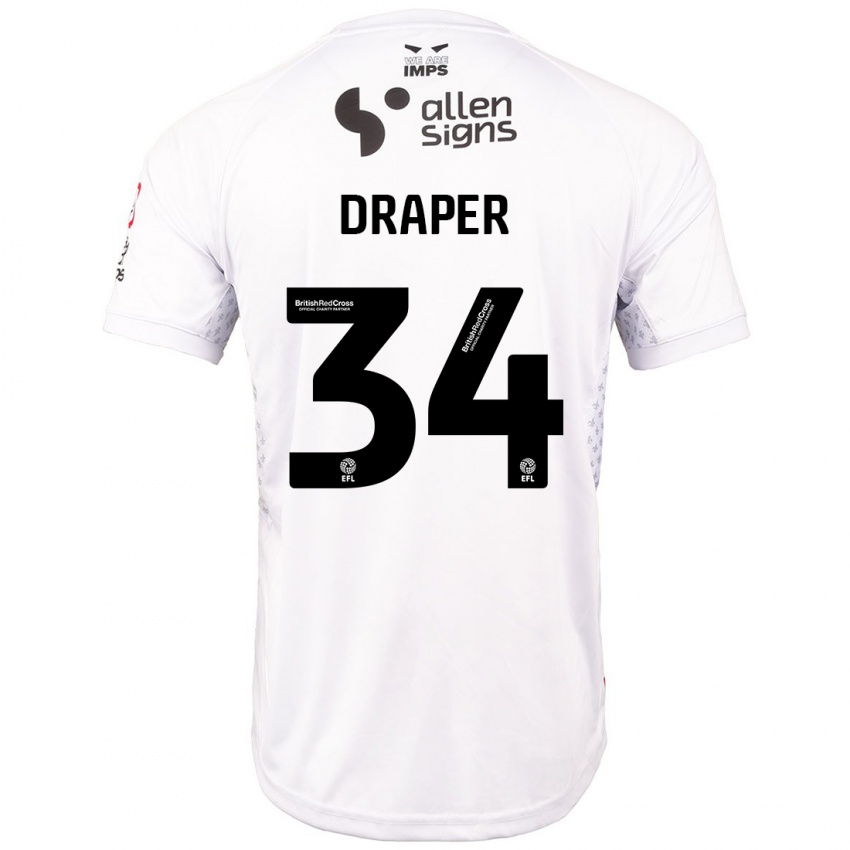 Donna Maglia Freddie Draper #34 Rosso Bianco Kit Gara Away 2024/25 Maglietta