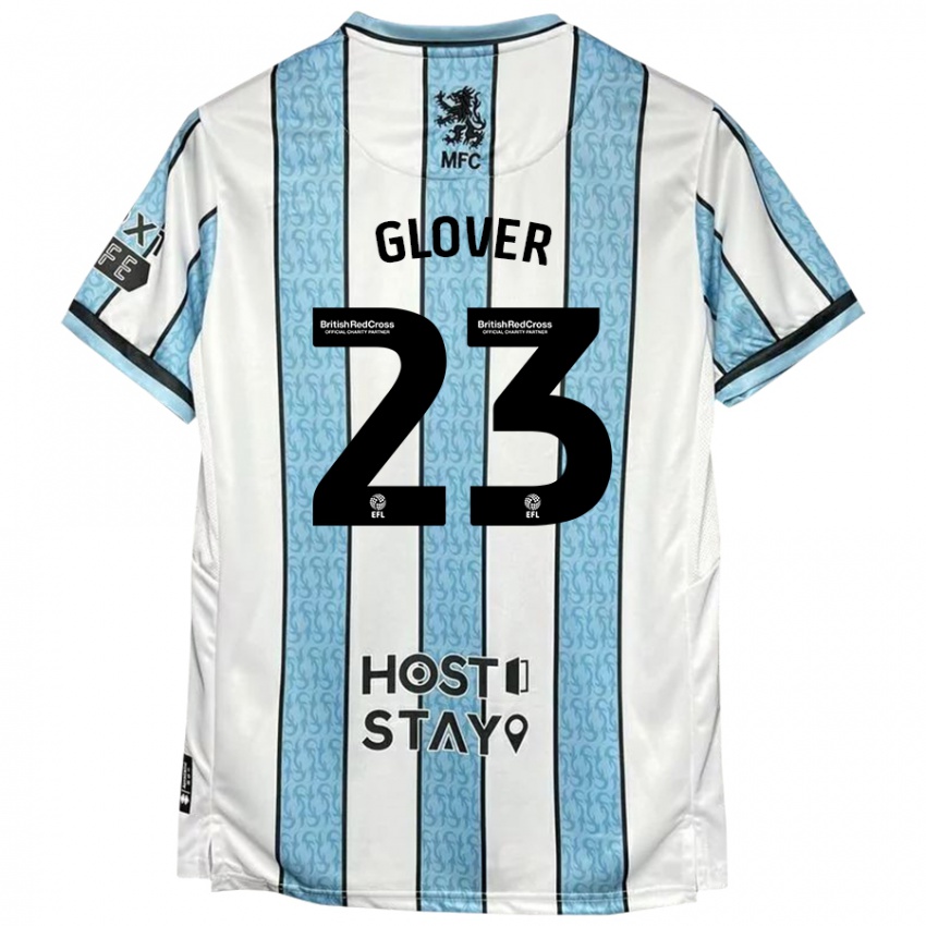 Donna Maglia Tom Glover #23 Bianco Blu Kit Gara Away 2024/25 Maglietta