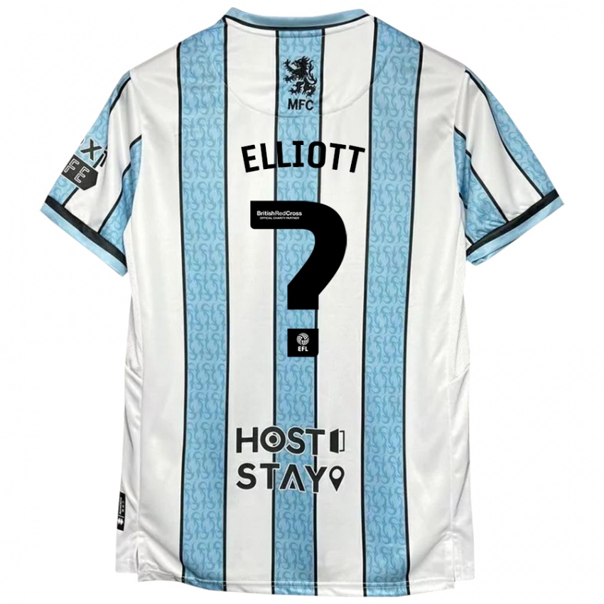 Donna Maglia Felix Elliott #0 Bianco Blu Kit Gara Away 2024/25 Maglietta