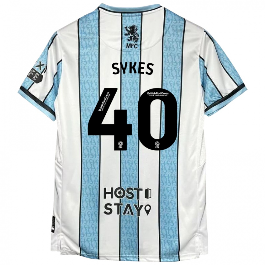 Donna Maglia Cain Sykes #40 Bianco Blu Kit Gara Away 2024/25 Maglietta