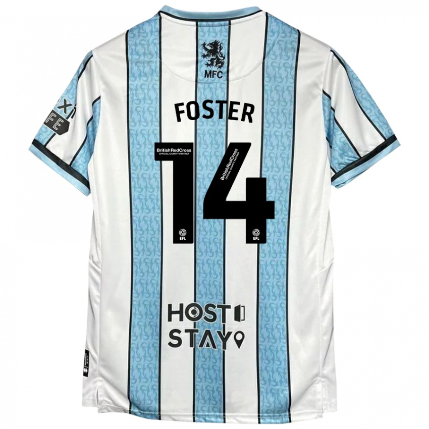 Donna Maglia Emma Foster #14 Bianco Blu Kit Gara Away 2024/25 Maglietta