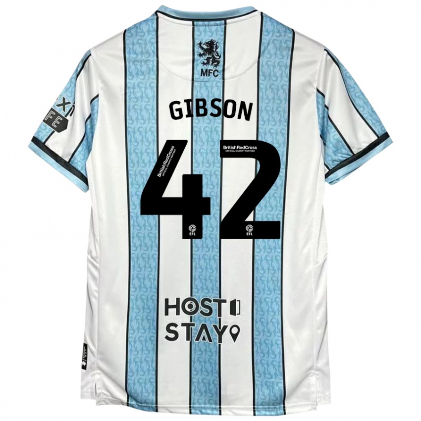 Donna Maglia Joseph Gibson #42 Bianco Blu Kit Gara Away 2024/25 Maglietta