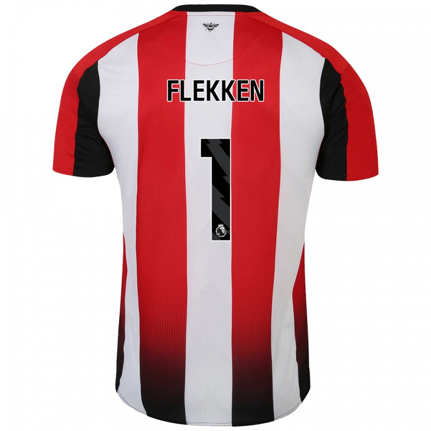 Bambino Maglia Mark Flekken #1 Rosso Bianco Kit Gara Home 2024/25 Maglietta