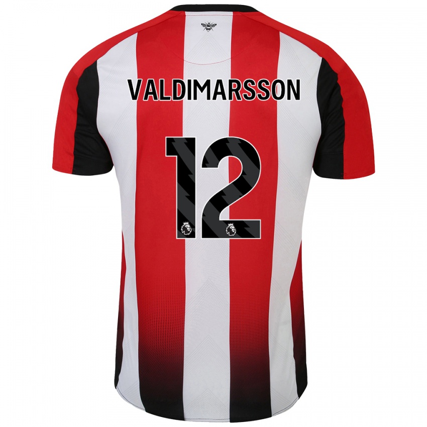 Bambino Maglia Hákon Rafn Valdimarsson #12 Rosso Bianco Kit Gara Home 2024/25 Maglietta