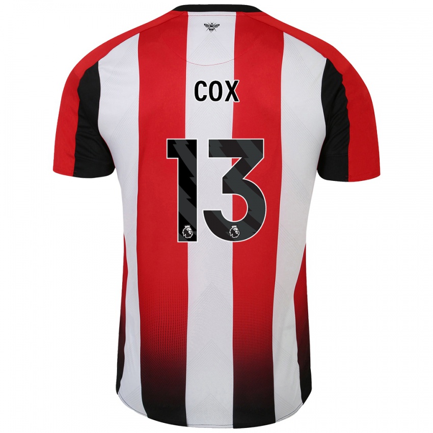 Bambino Maglia Matthew Cox #13 Rosso Bianco Kit Gara Home 2024/25 Maglietta