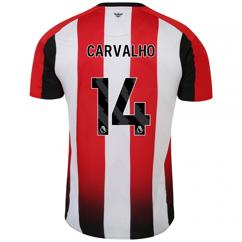 Bambino Maglia Fabio Carvalho #14 Rosso Bianco Kit Gara Home 2024/25 Maglietta