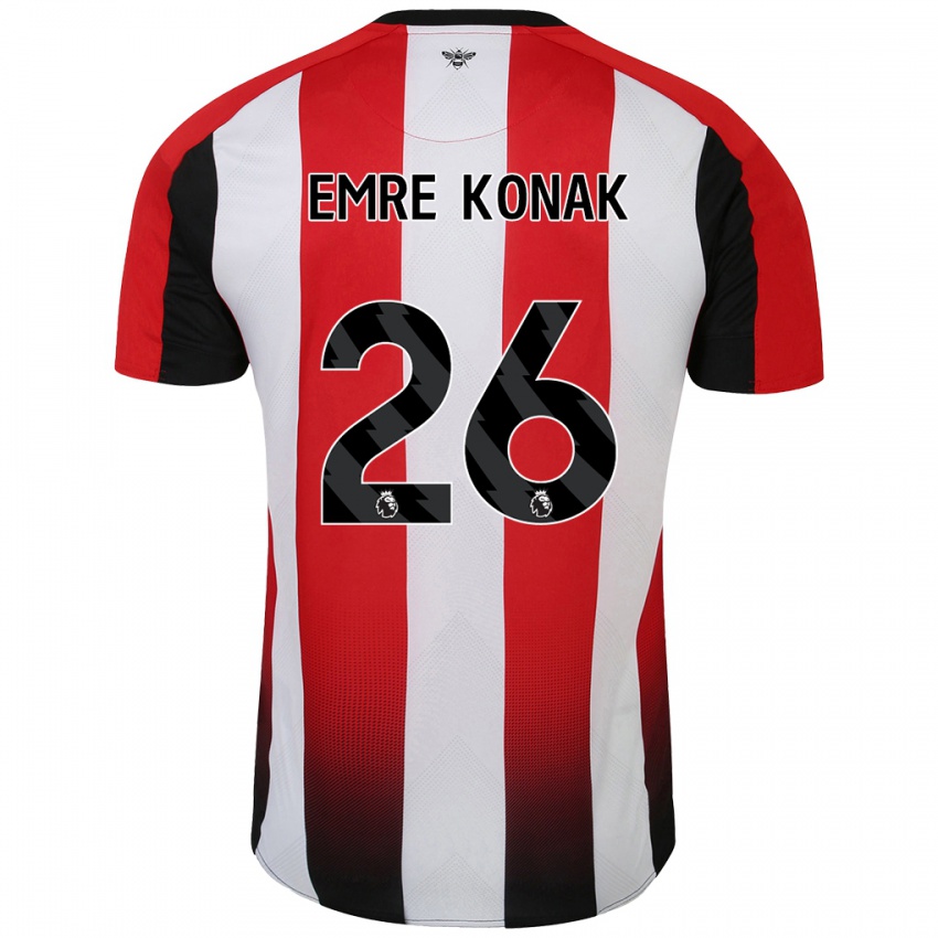 Bambino Maglia Yunus Emre Konak #26 Rosso Bianco Kit Gara Home 2024/25 Maglietta