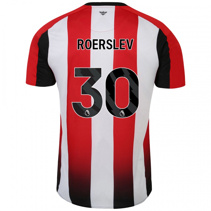 Bambino Maglia Mads Roerslev #30 Rosso Bianco Kit Gara Home 2024/25 Maglietta