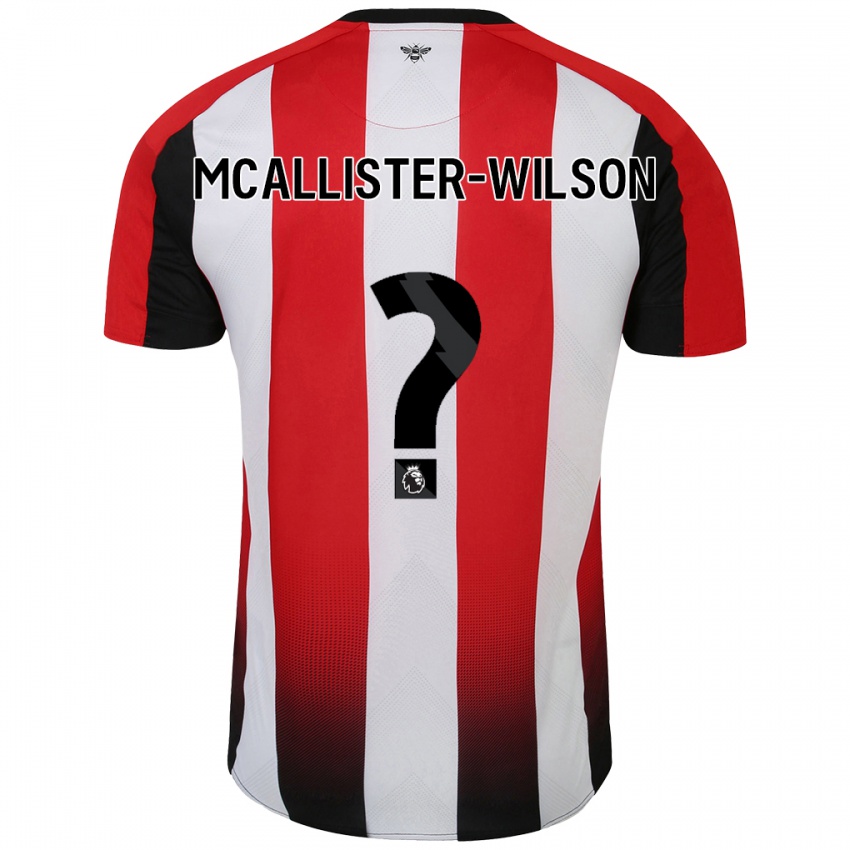 Bambino Maglia Zack Mcallister-Wilson #0 Rosso Bianco Kit Gara Home 2024/25 Maglietta