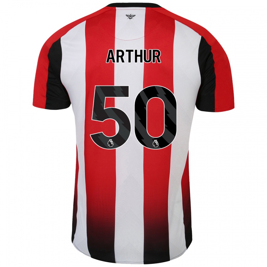 Bambino Maglia Benjamin Arthur #50 Rosso Bianco Kit Gara Home 2024/25 Maglietta