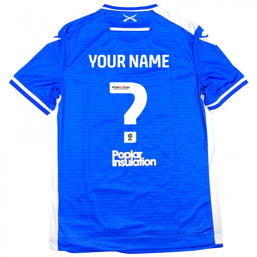 Bambino Maglia Il Tuo Nome #0 Blu Bianco Kit Gara Home 2024/25 Maglietta