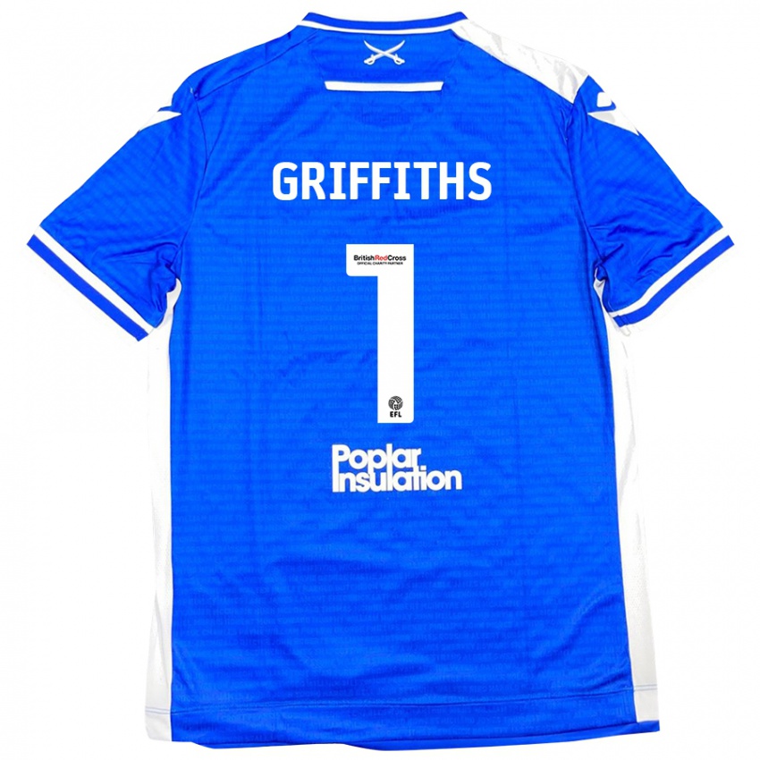 Bambino Maglia Josh Griffiths #1 Blu Bianco Kit Gara Home 2024/25 Maglietta