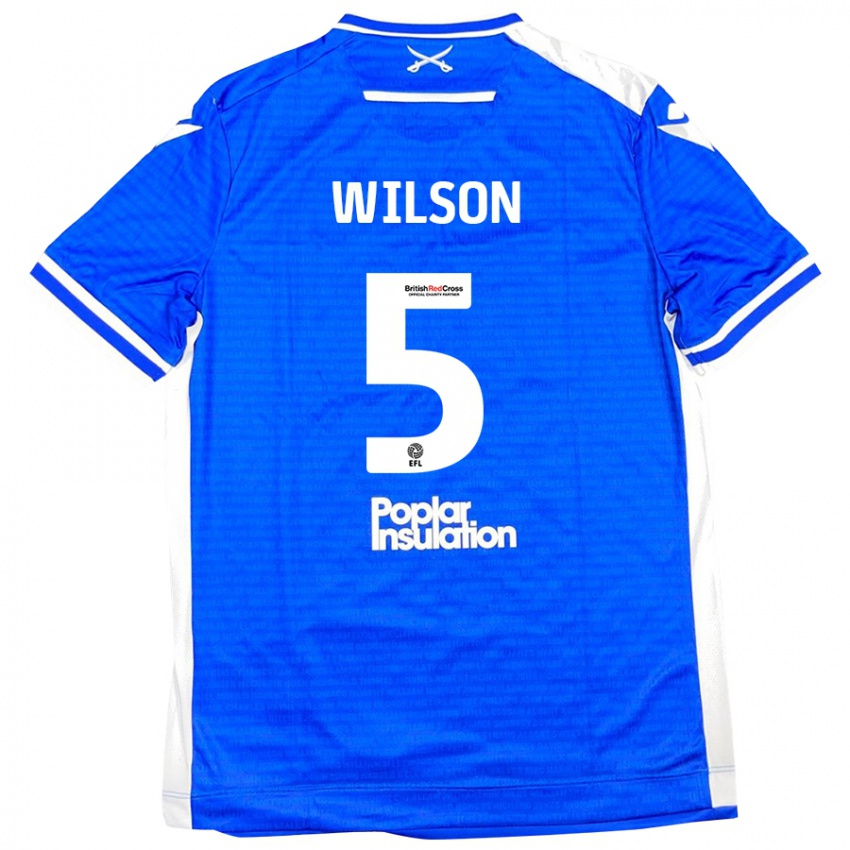 Bambino Maglia James Wilson #5 Blu Bianco Kit Gara Home 2024/25 Maglietta