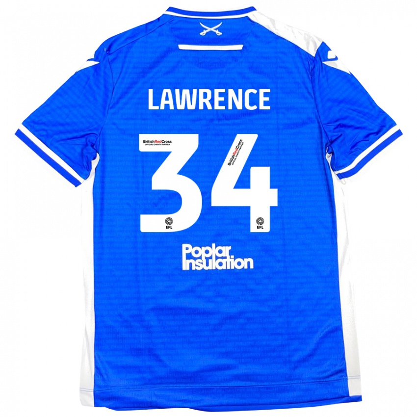 Bambino Maglia Jerry Lawrence #34 Blu Bianco Kit Gara Home 2024/25 Maglietta