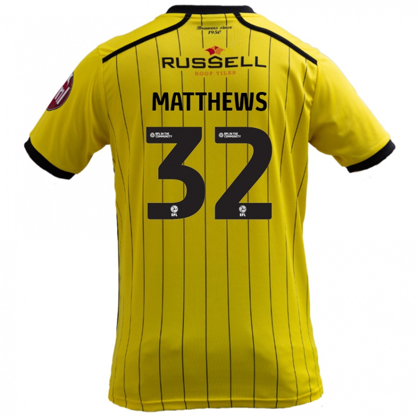 Bambino Maglia Daniel Matthews #32 Giallo Kit Gara Home 2024/25 Maglietta