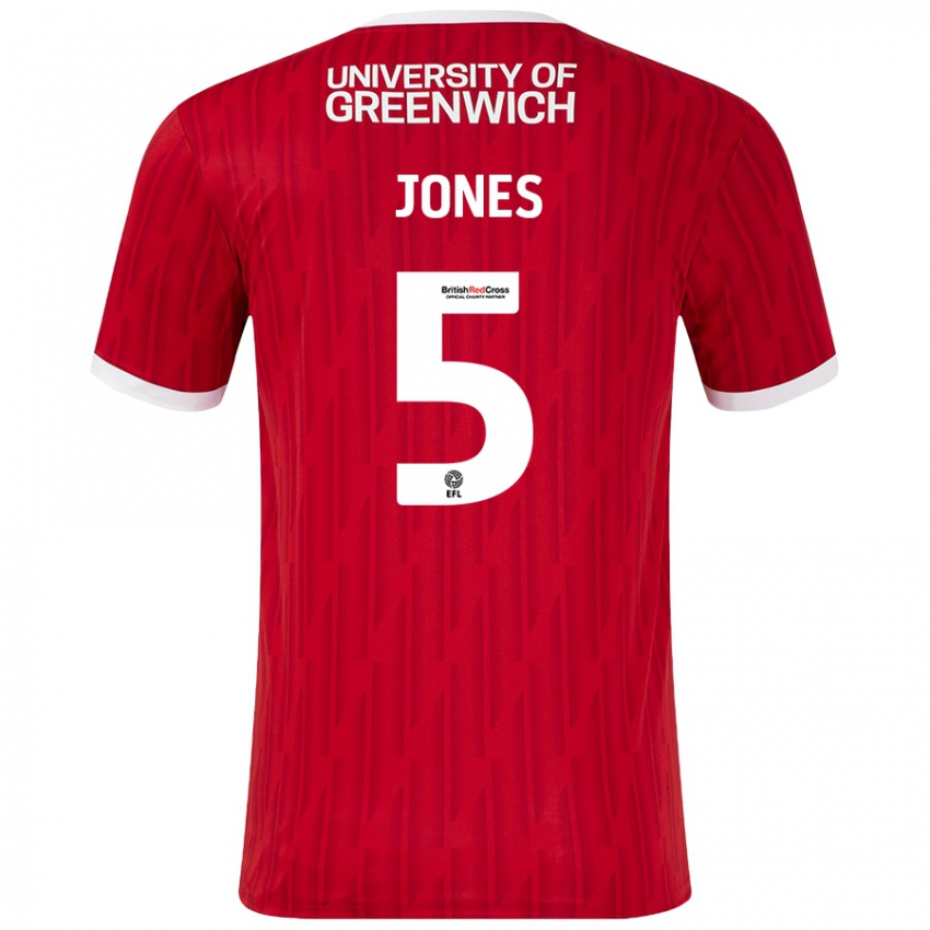 Bambino Maglia Lloyd Jones #5 Rosso Bianco Kit Gara Home 2024/25 Maglietta