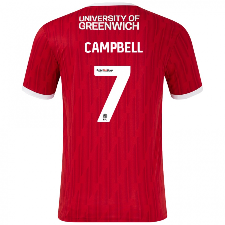 Bambino Maglia Tyreece Campbell #7 Rosso Bianco Kit Gara Home 2024/25 Maglietta