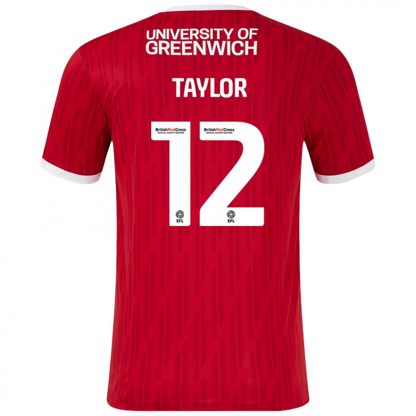 Bambino Maglia Terry Taylor #12 Rosso Bianco Kit Gara Home 2024/25 Maglietta