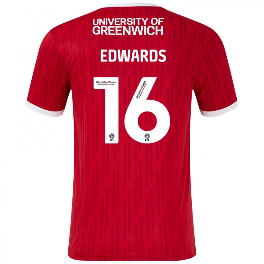 Bambino Maglia Josh Edwards #16 Rosso Bianco Kit Gara Home 2024/25 Maglietta