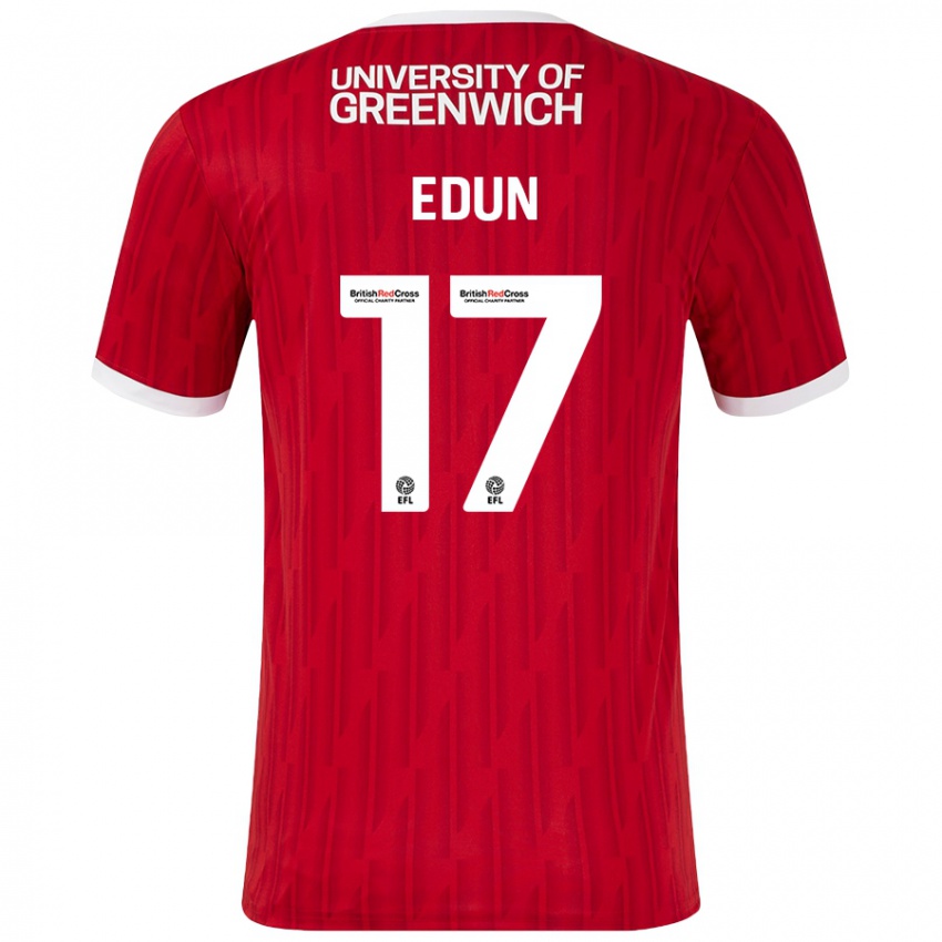 Bambino Maglia Tayo Edun #17 Rosso Bianco Kit Gara Home 2024/25 Maglietta