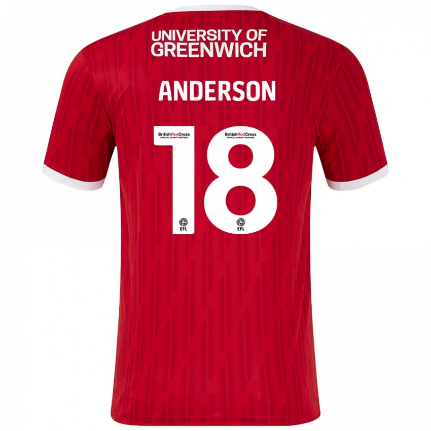 Bambino Maglia Karoy Anderson #18 Rosso Bianco Kit Gara Home 2024/25 Maglietta