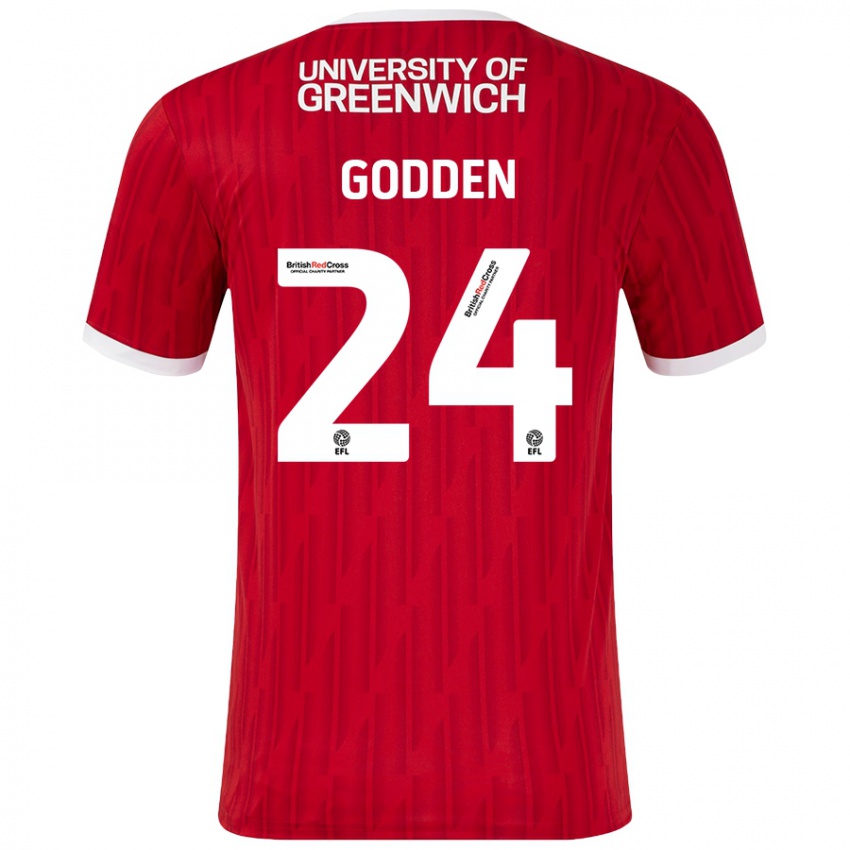 Bambino Maglia Matt Godden #24 Rosso Bianco Kit Gara Home 2024/25 Maglietta