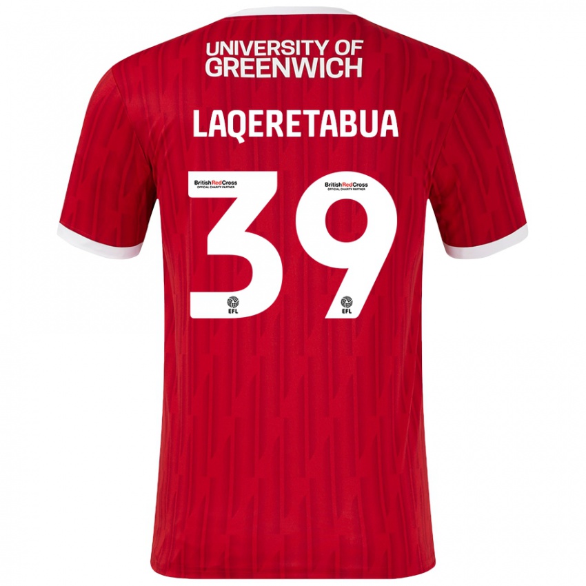 Bambino Maglia Josh Laqeretabua #39 Rosso Bianco Kit Gara Home 2024/25 Maglietta