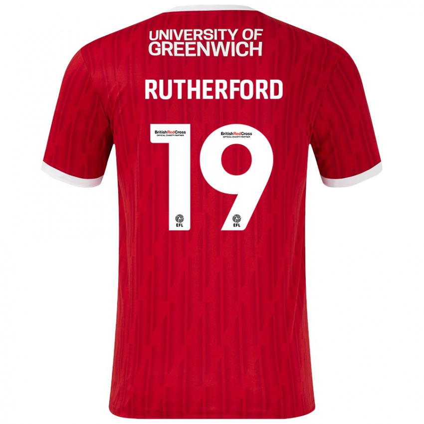 Bambino Maglia Ella Rutherford #19 Rosso Bianco Kit Gara Home 2024/25 Maglietta